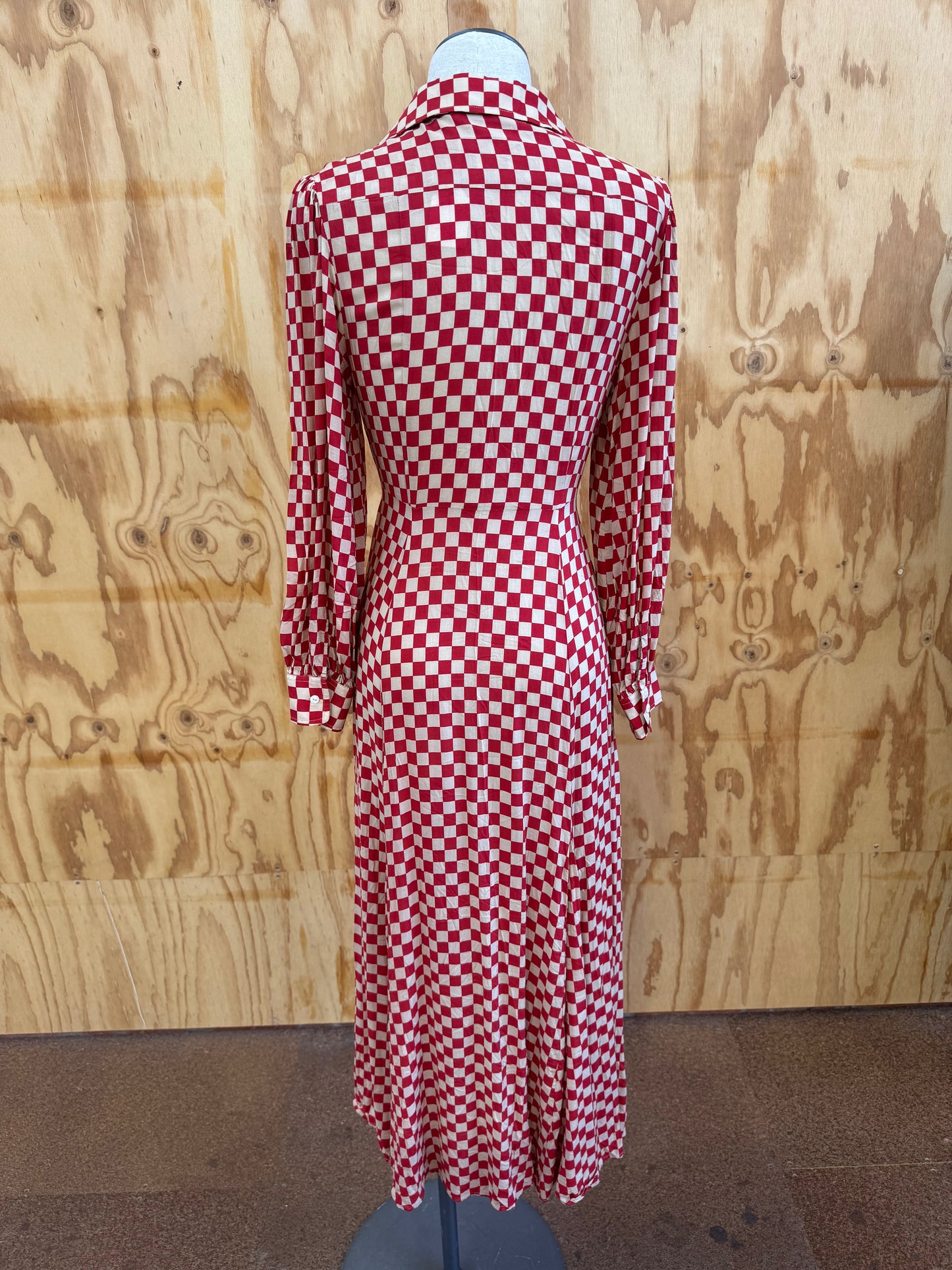 RIXO CHECK MAXI DRESS - SIZE S