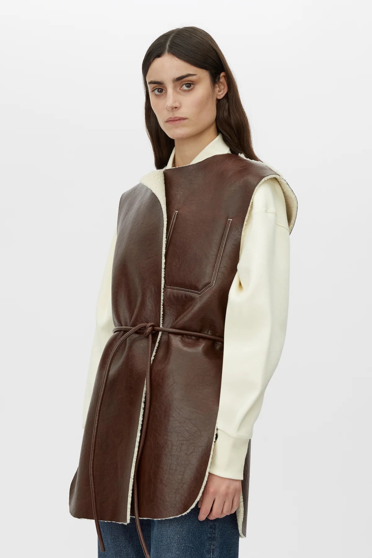 CAMILLA AND MARC OSWALD REVERSIBLE SHEARLING VEST - SIZE S/M