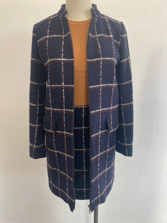 COMPTOIR DES COTONNIERS NAVY CHECK MINI SKIRT - SIZE 36 (10)