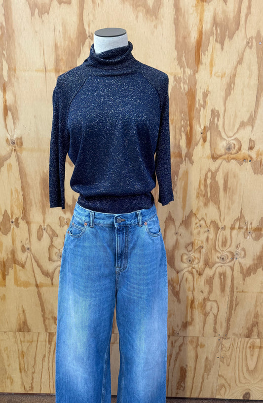 HUSK NAVY KNIT WITH GOLD LUREX - SIZE S