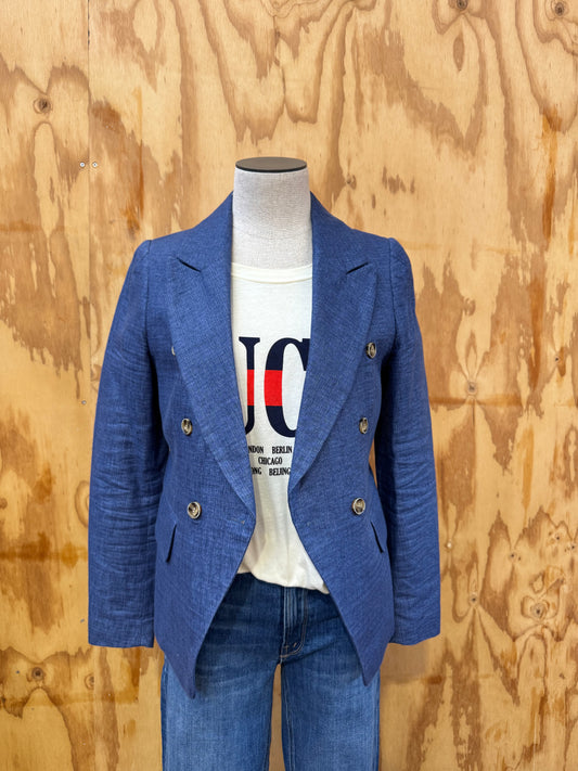 CABLE LINEN DOUBLE BREASTED BLAZER - SIZE XS