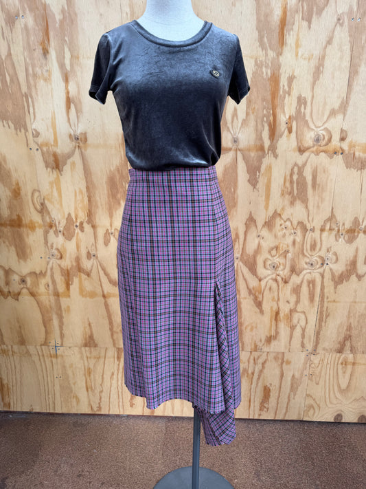 SCANLAN THEODORE ASYMMETRICAL CHECK SKIRT - SIZE 10