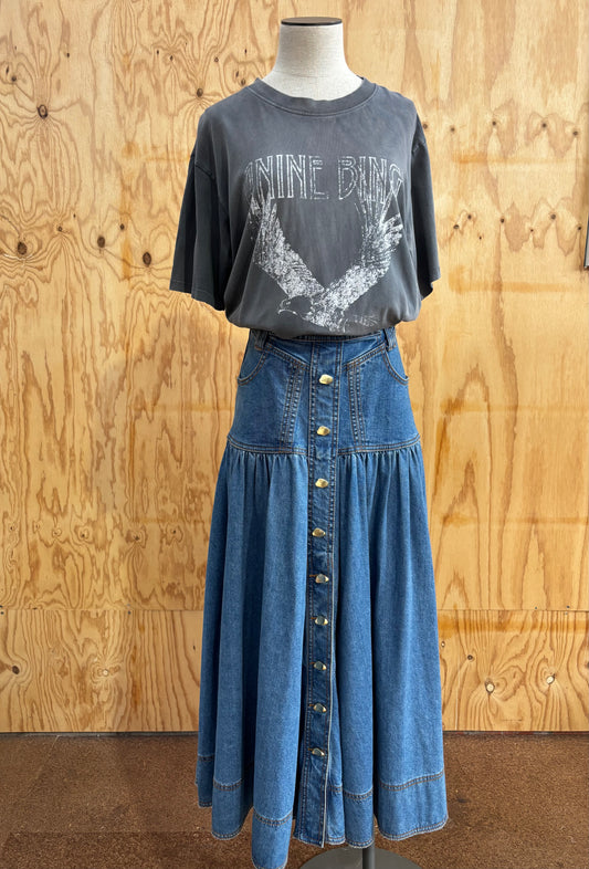 AJE BELMOND DENIM MIDI SKIRT - SIZE 8