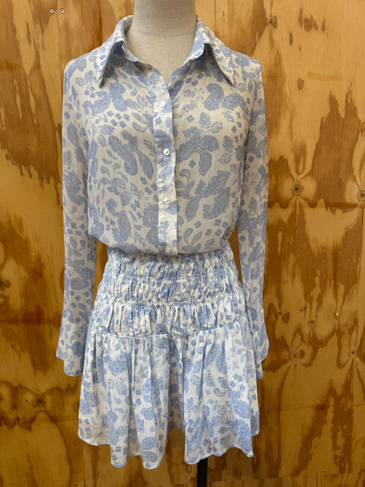 HANSEN & GRETEL LOLITA PAISLEY SKIRT AND JULES SHIRT SET - SIZE M