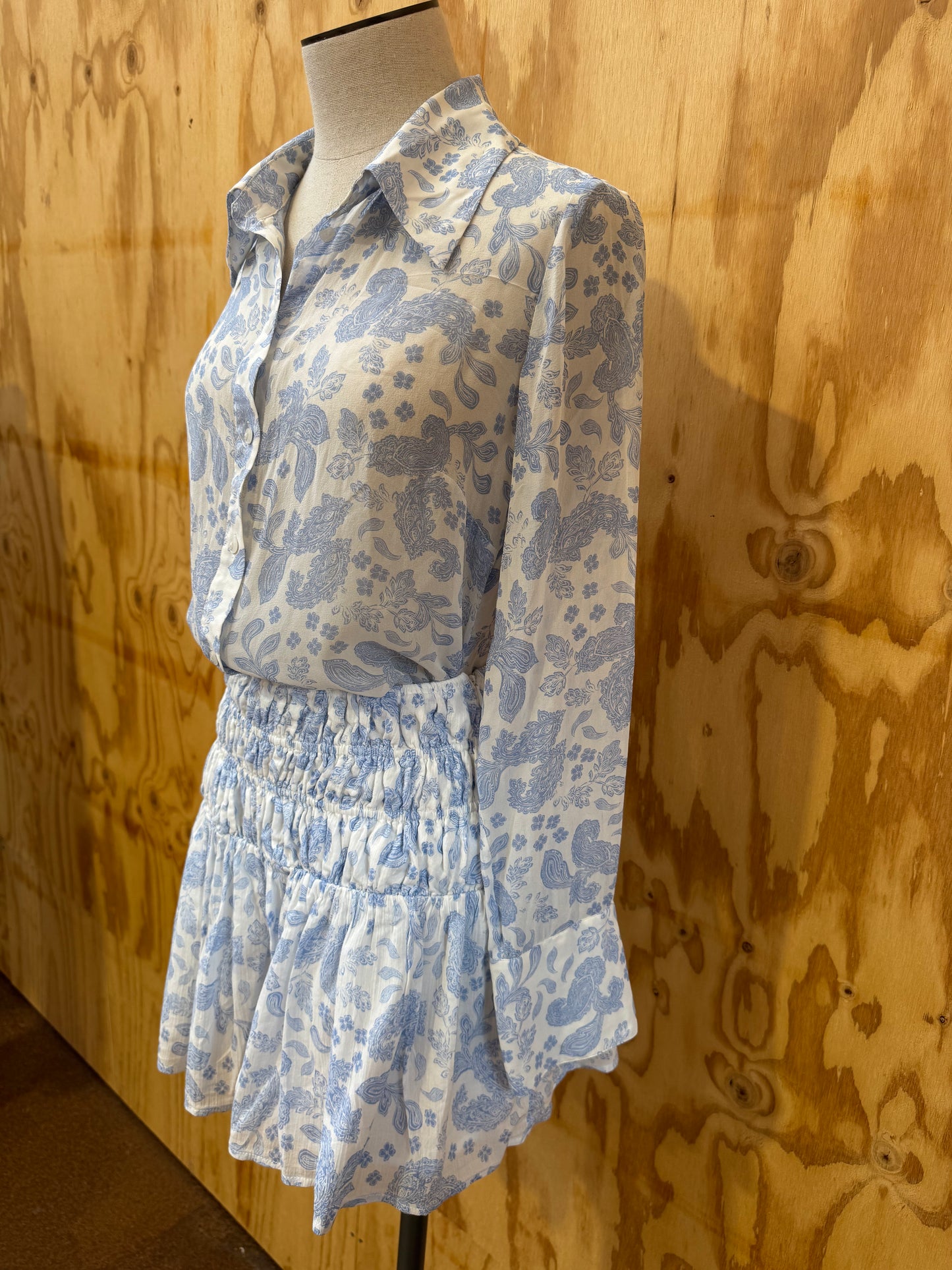 HANSEN & GRETEL LOLITA PAISLEY SKIRT AND JULES SHIRT SET - SIZE M
