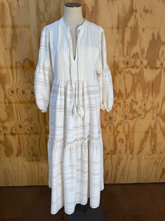 PEARL AND CAVIAR CREAM ZAKAR MAXI DRESS - SIZE S/M