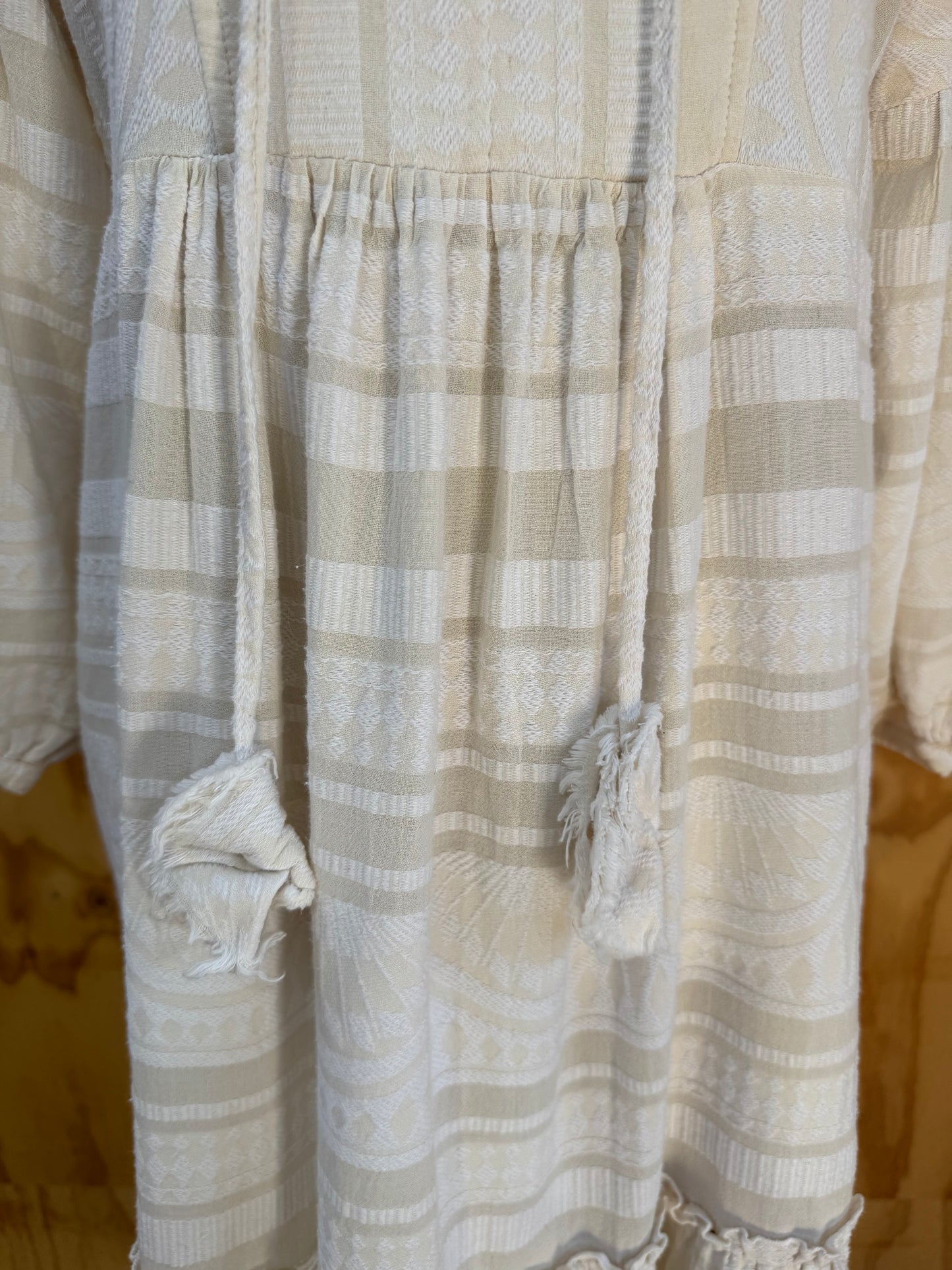 PEARL AND CAVIAR CREAM ZAKAR MAXI DRESS - SIZE S/M