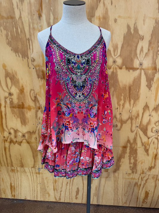 CAMILLA FREE LOVE SPLIT BACK CAMI AND SKIRT SET - SIZE S