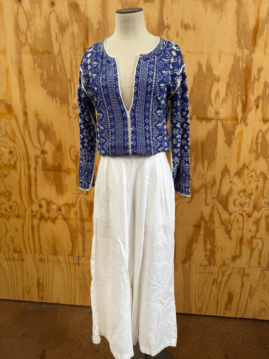 FAITHFULL THE BRAND WHITE LINEN PANTS - SIZE 10