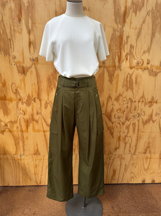 BASSIKE KHAKI GREEN CARGO PANT - SIZE 2