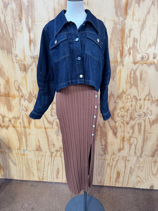 ENA PELLY HARLEY KNIT SKIRT IN WALNUT - SIZE 8