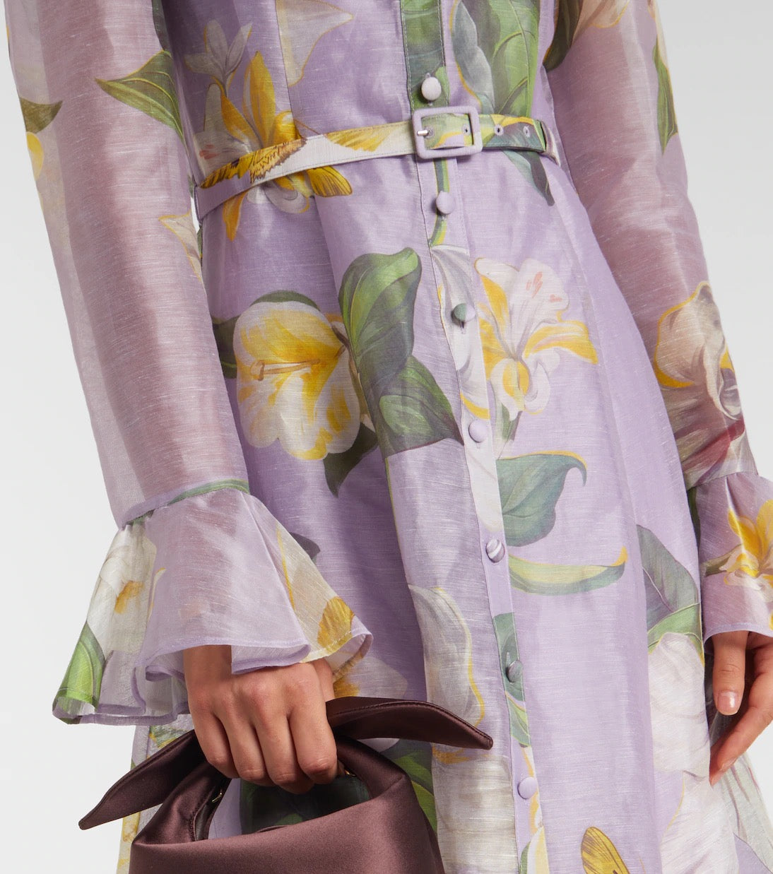 LEO LIN JOSEPHINE SILK GOWN LILY BLOSSOM PRINT - SIZE 12