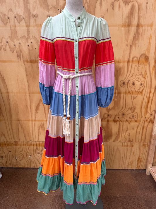 ZIMMERMANN RIDERS MULTI TIERED SHIRT DRESS - SIZE 1