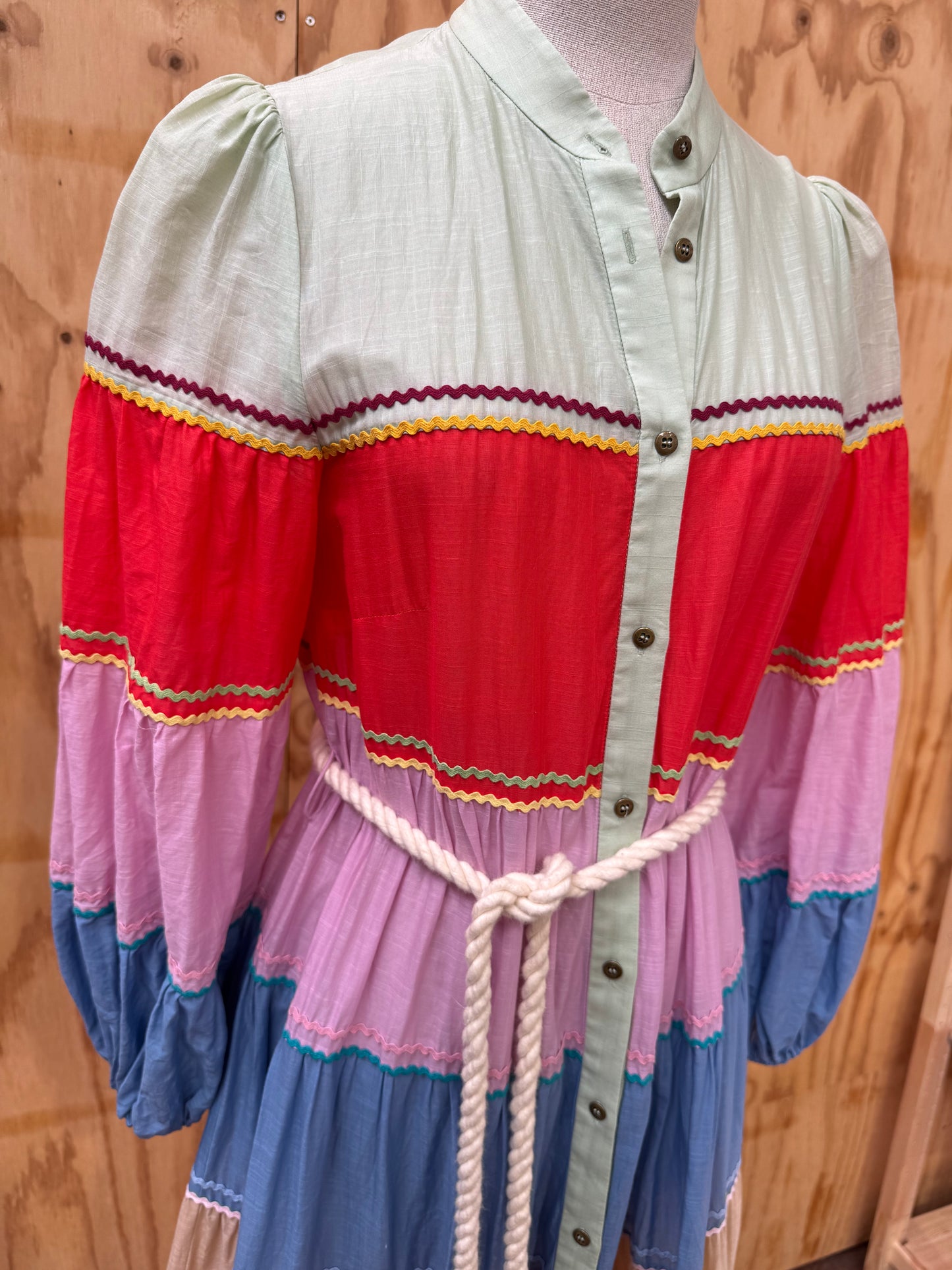 ZIMMERMANN RIDERS MULTI TIERED SHIRT DRESS - SIZE 1