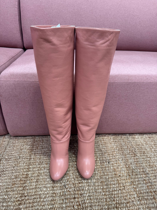 PARIS TEXAS KIKI LEATHER BOOT IN DUSTY PINK - SIZE 41.5