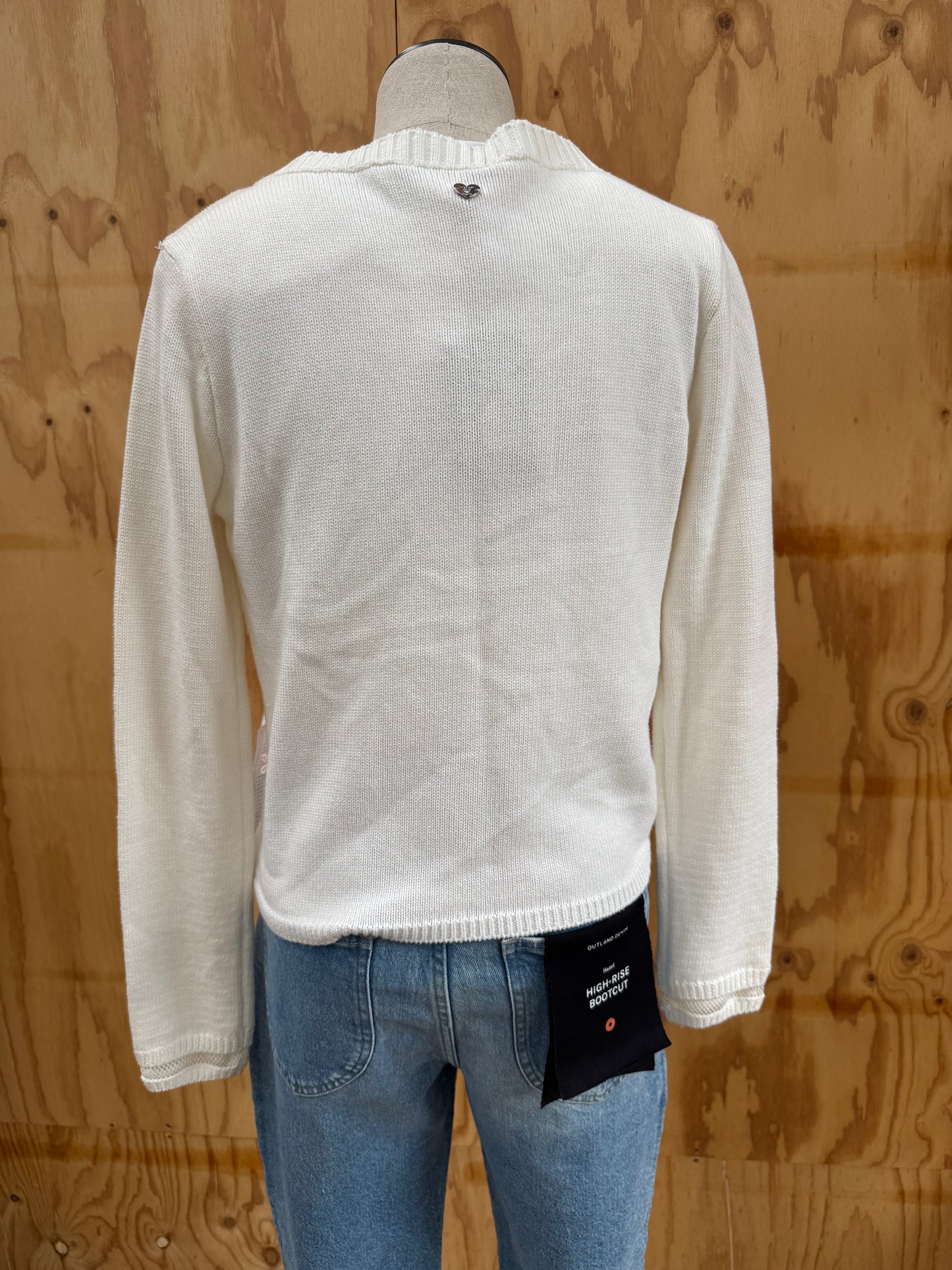 TWIN SET CREAM SHEER FLORAL CARDIGAN - SIZE M