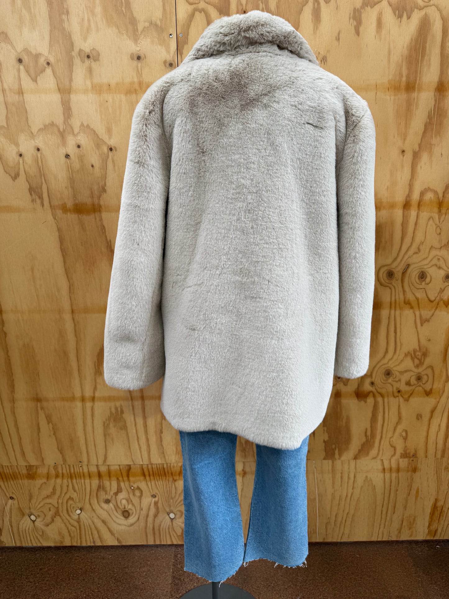 DEA FAUX FUR COAT IN TAN - SIZE 12