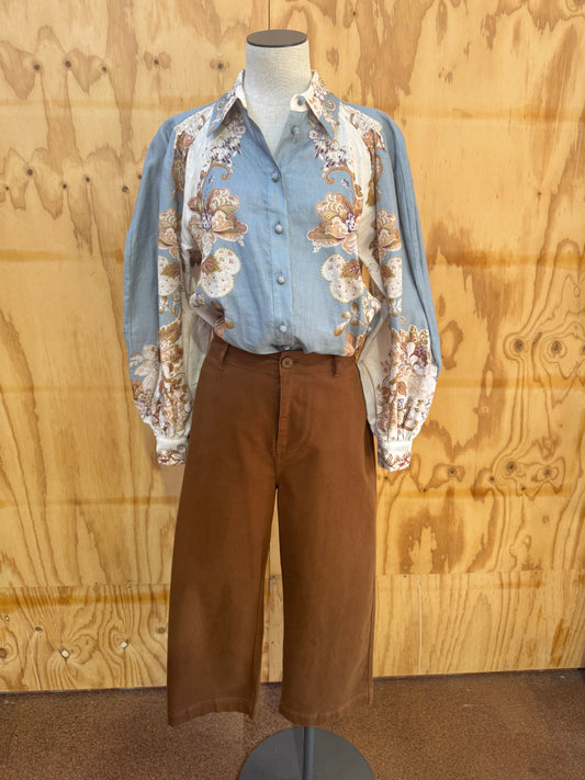 ALEMAIS BLYTHE FLORAL LINEN SHIRT - SIZE 10