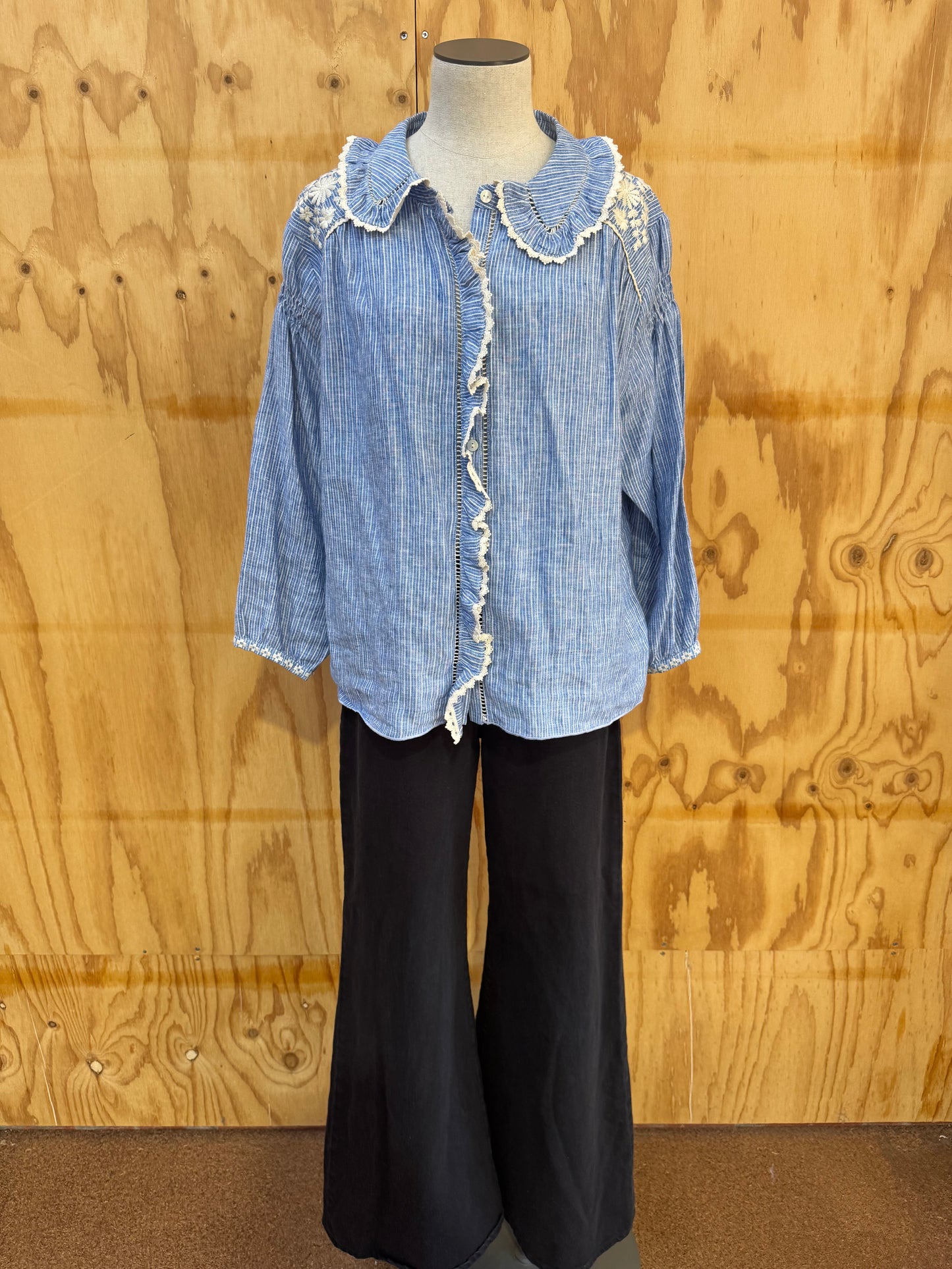 LOUISE MISHA STRIPE BOHO SHIRT - SIZE 40