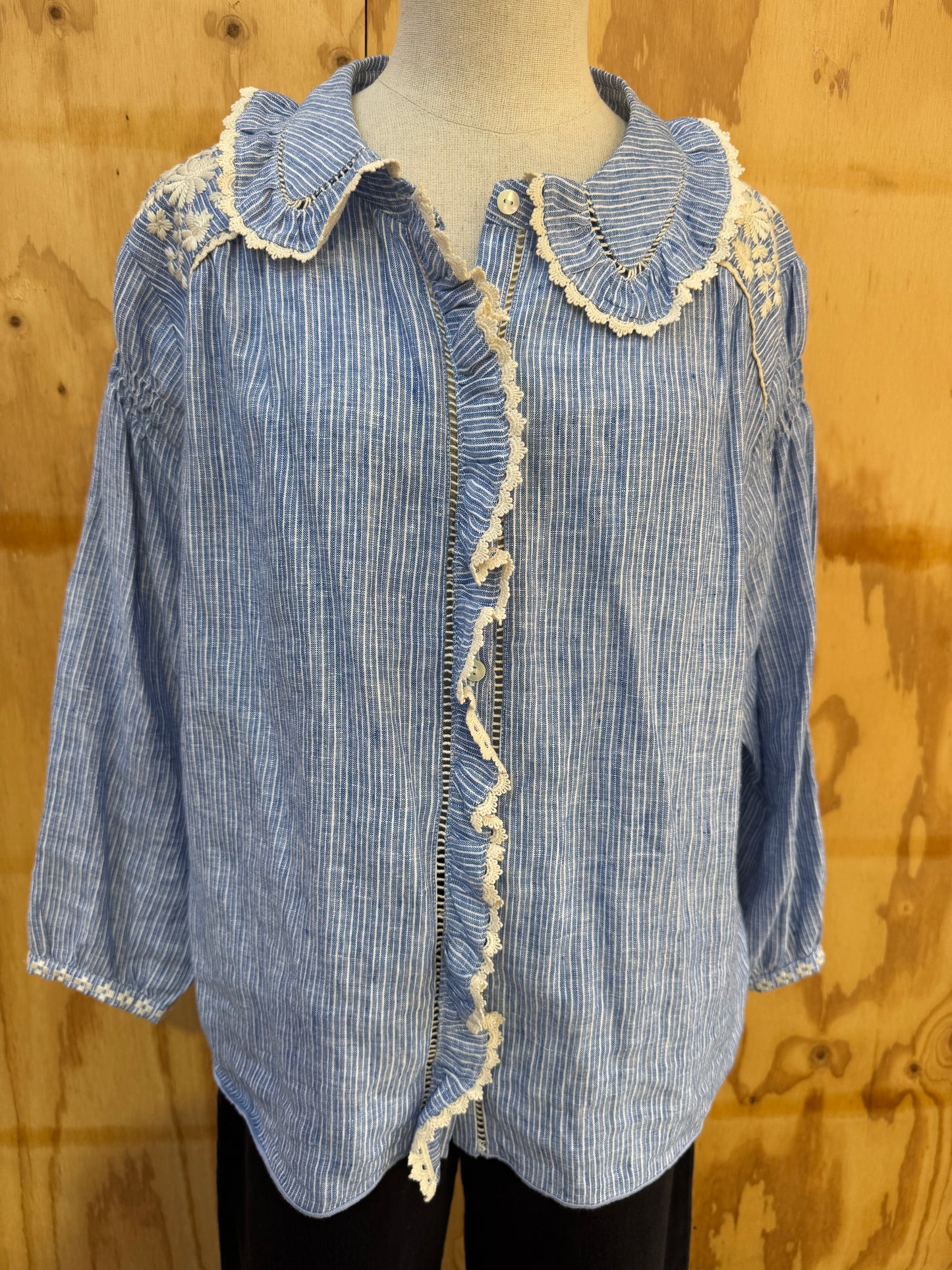 LOUISE MISHA STRIPE BOHO SHIRT - SIZE 40