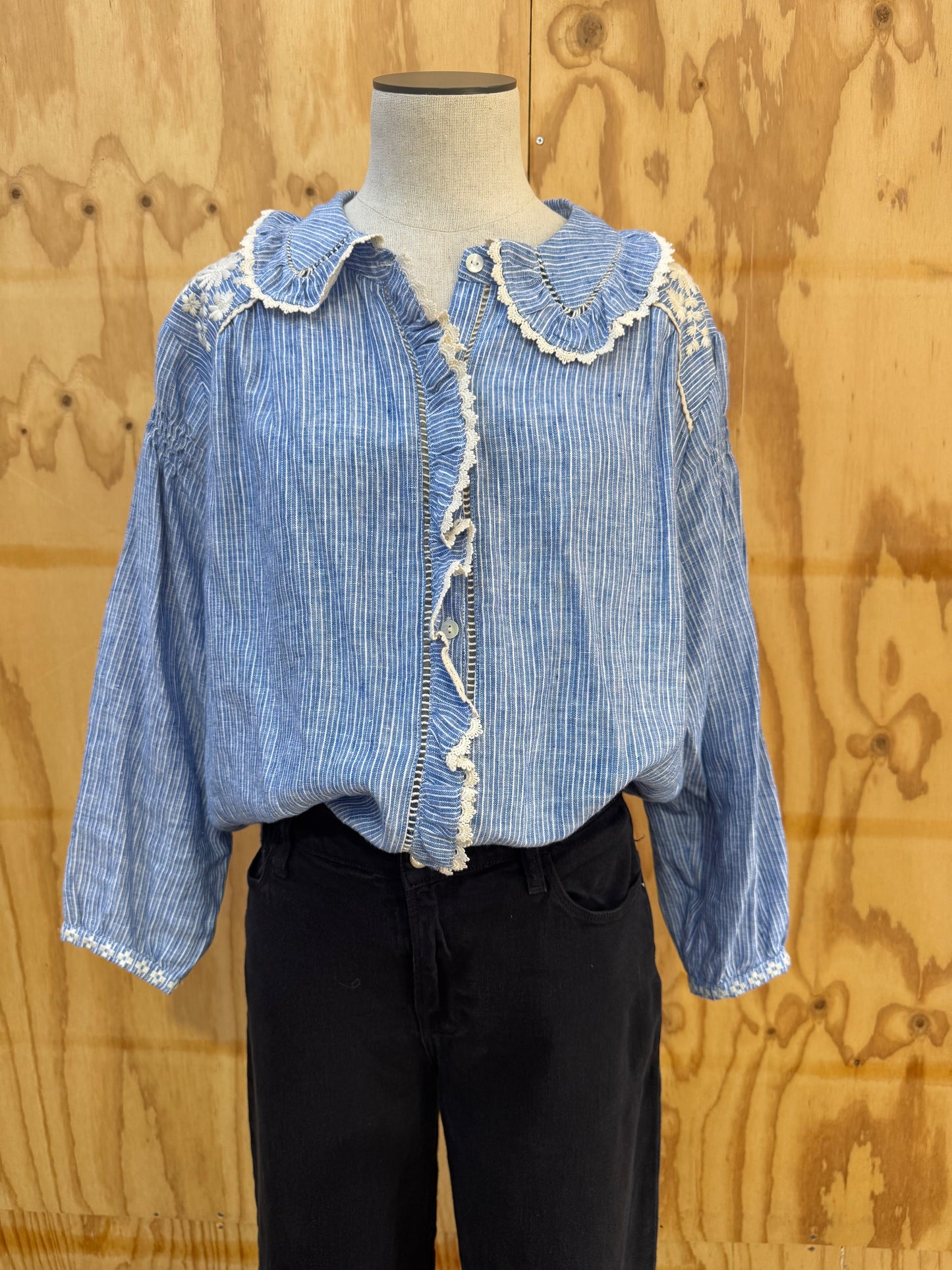 LOUISE MISHA STRIPE BOHO SHIRT - SIZE 40