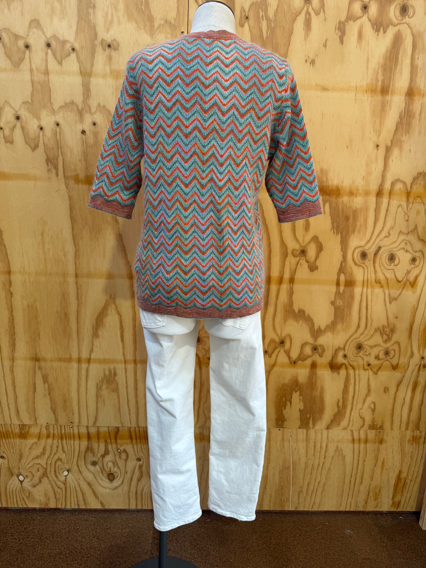 MISSONI CROCHET KNIT TOP IN ORANGE - SIZE M