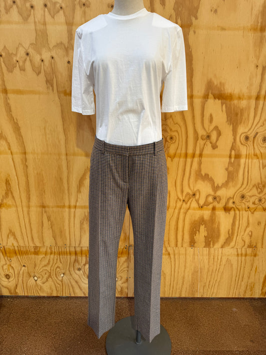MAJE CHECK WOOL WIDE LEG PANT - SIZE 42