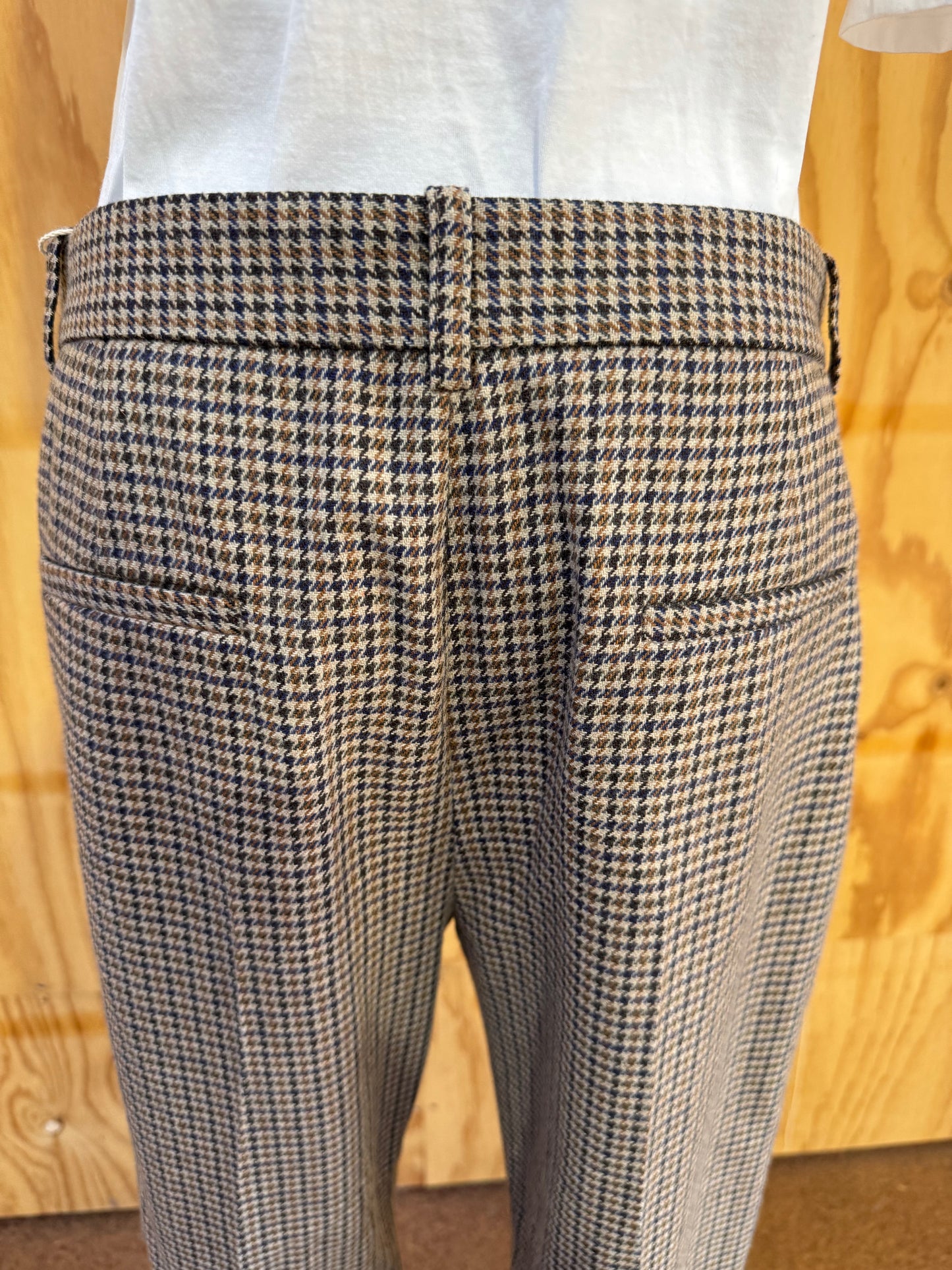 MAJE CHECK WOOL WIDE LEG PANT - SIZE 42