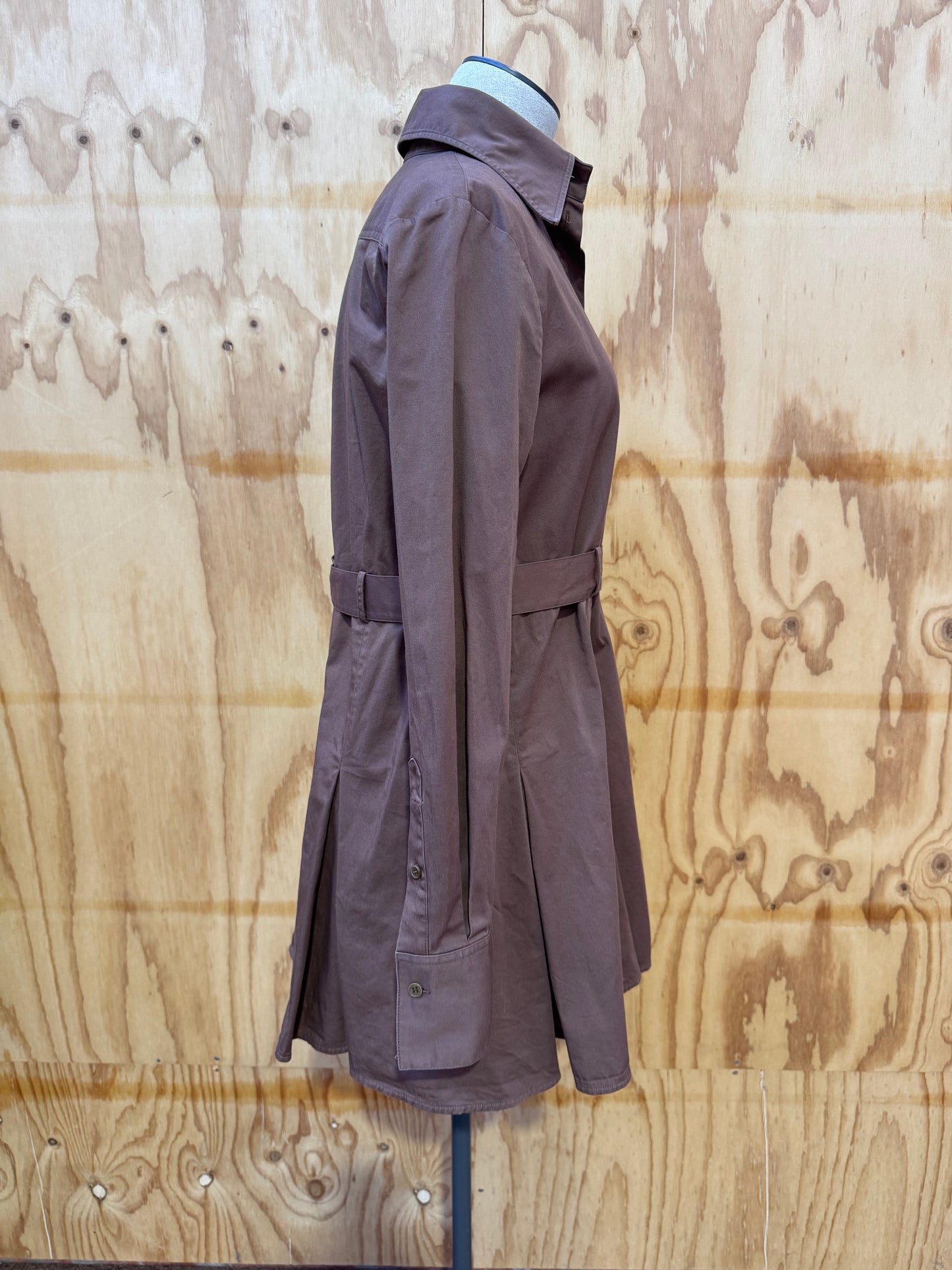 SCANLAN THEODORE SATEEN SHIRT DRESS IN CHOCOLATE - SIZE 6