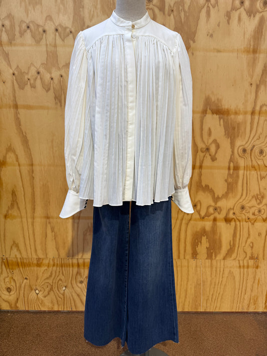 ACLER CREAM PLEATED SHIRT WITH BELT - SIZE 8
