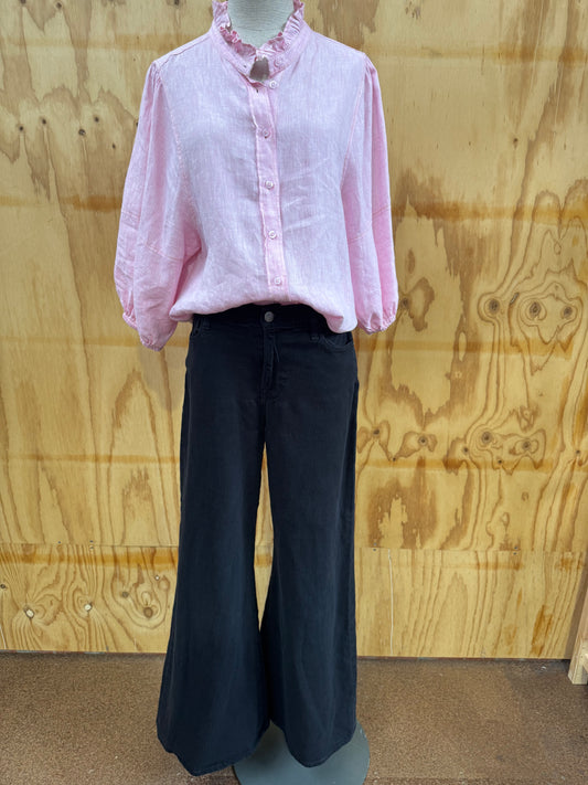 FRAME BLACK WIDE LEG DENIM JEANS - SIZE 28