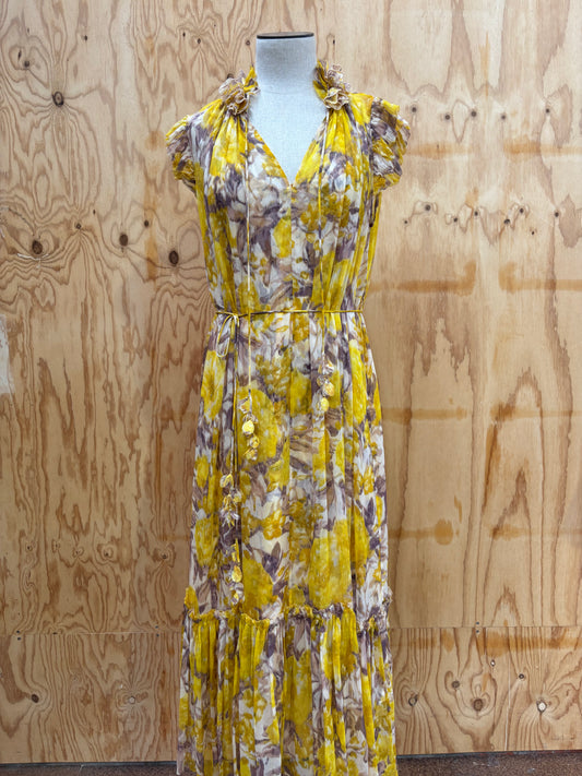 ZIMMERMANN HIGH TIDE FLUTTER FLORAL MIDI DRESS - SIZE 1
