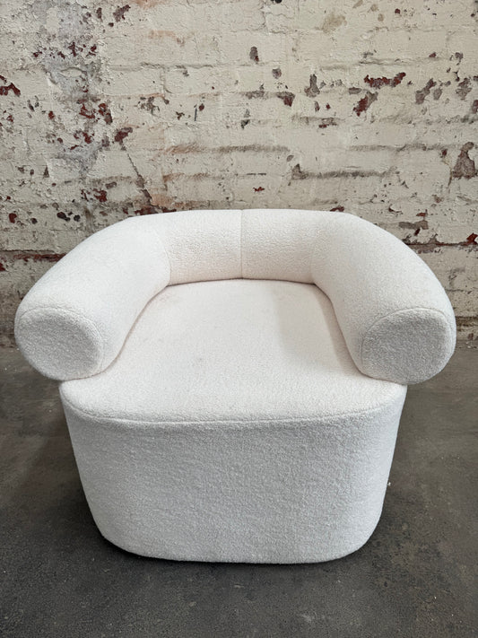 WHITE BOUCLE OCCASSIONAL CHAIR