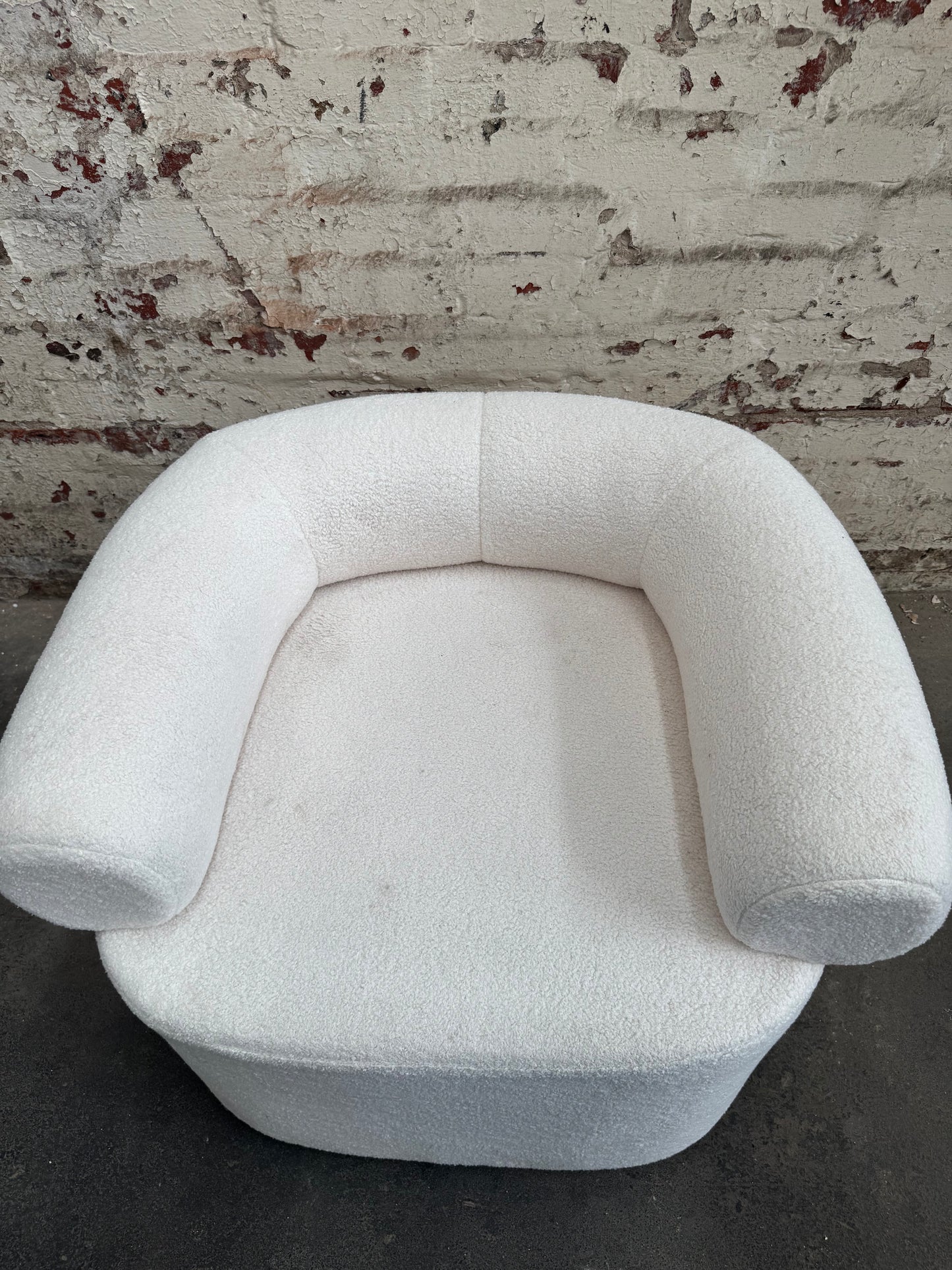 WHITE BOUCLE OCCASSIONAL CHAIR