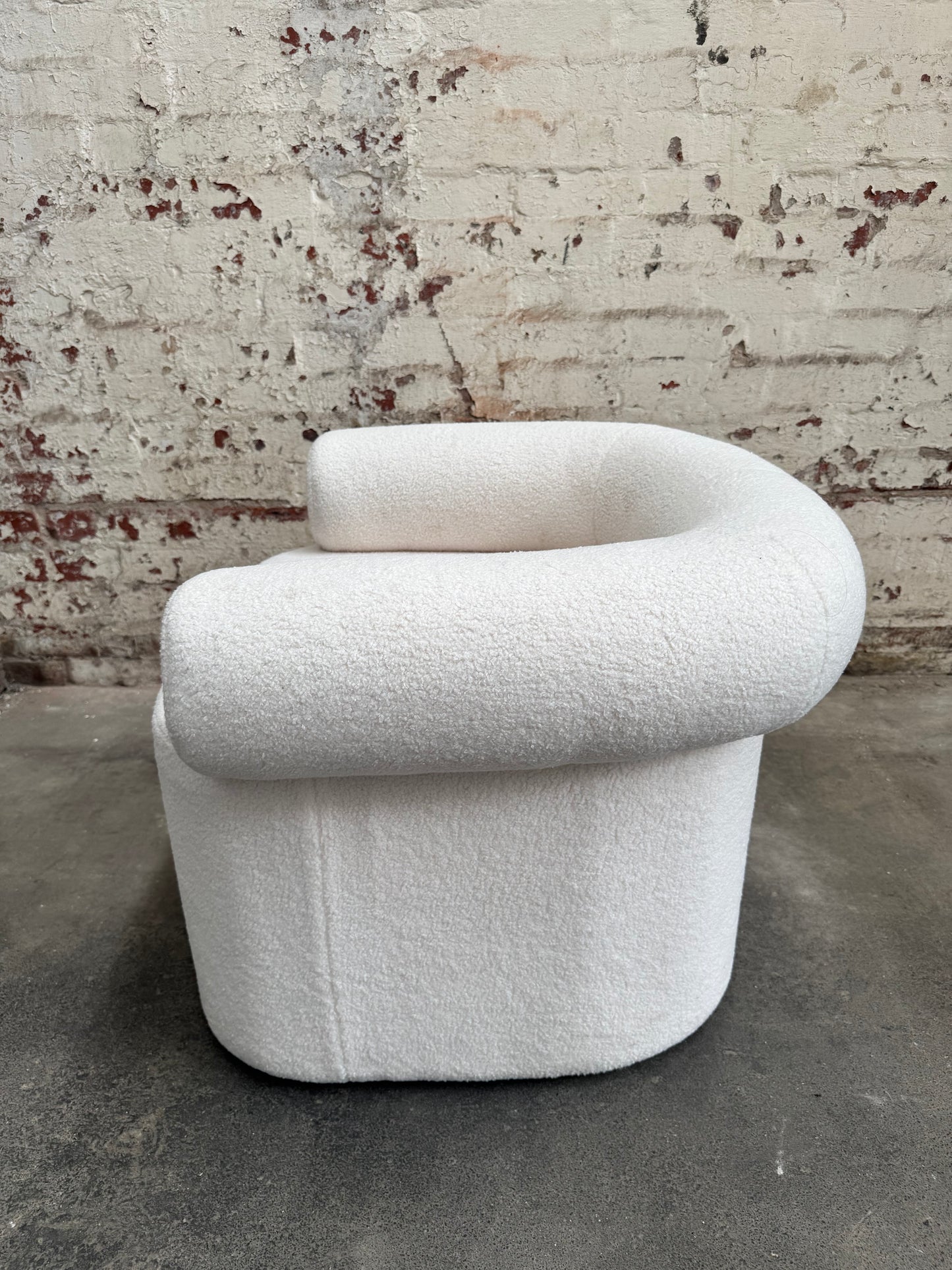 WHITE BOUCLE OCCASSIONAL CHAIR