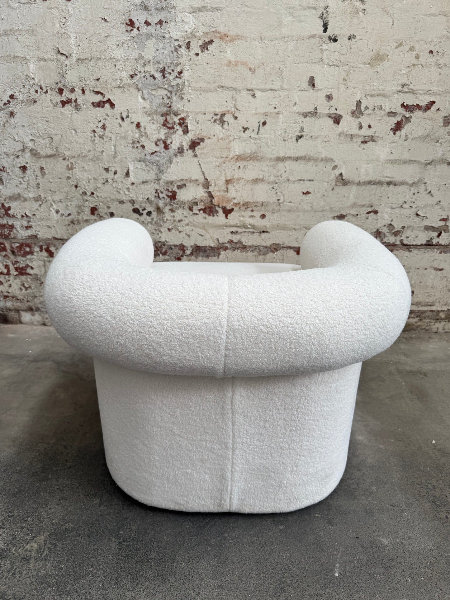 WHITE BOUCLE OCCASSIONAL CHAIR
