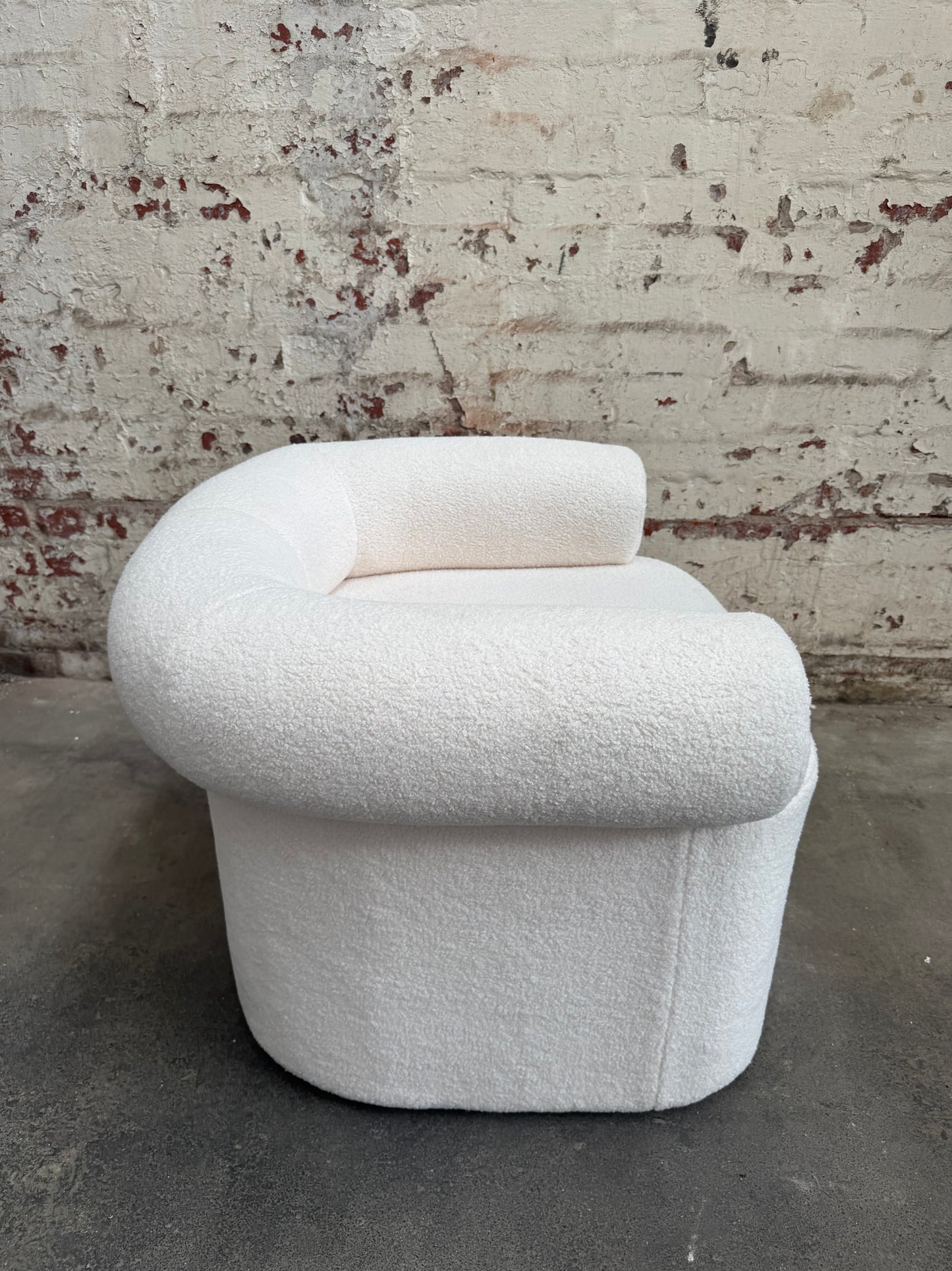 WHITE BOUCLE OCCASSIONAL CHAIR