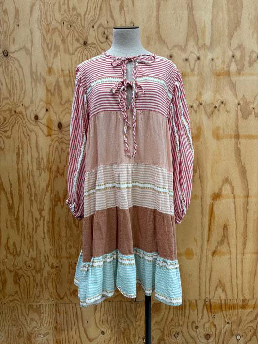 PEARL & CAVIAR STRIPE MINI DRESS - SIZE XS/S