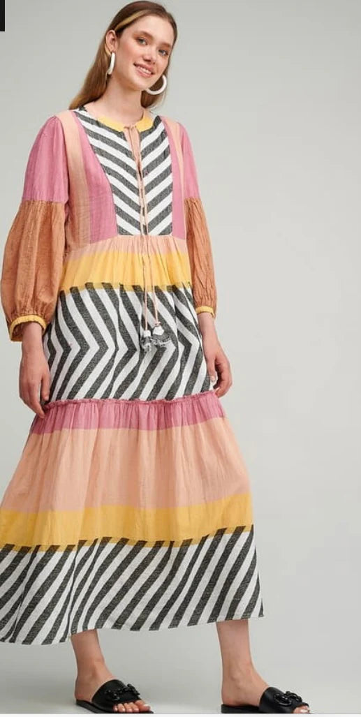 PEARL & CAVIAR MULTI COLOUR ZAKAR MAXI DRESS - S/M