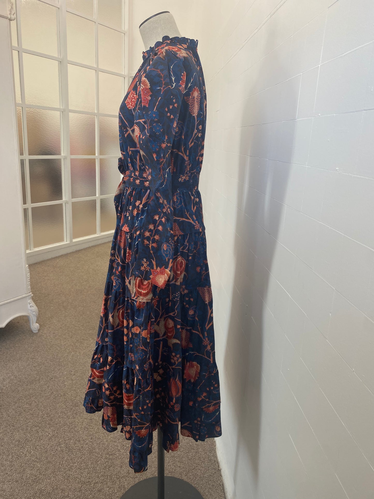 ULLA JOHNSON NANETTE FLORAL MIDI DRESS - SIZE 2