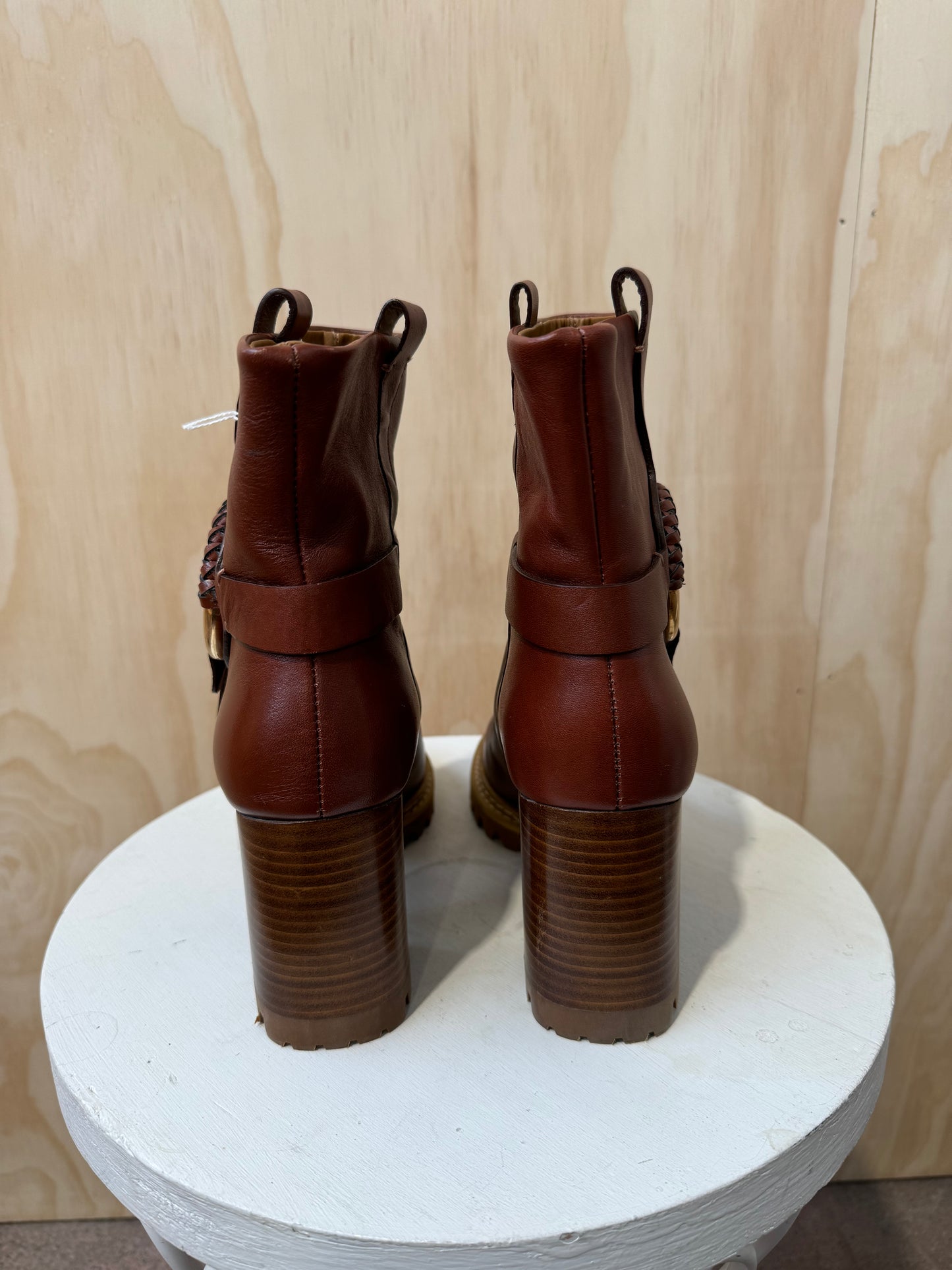 SEE BY CHLOE BOHO LEATHER ANKLE BOOTS - SIZE 39