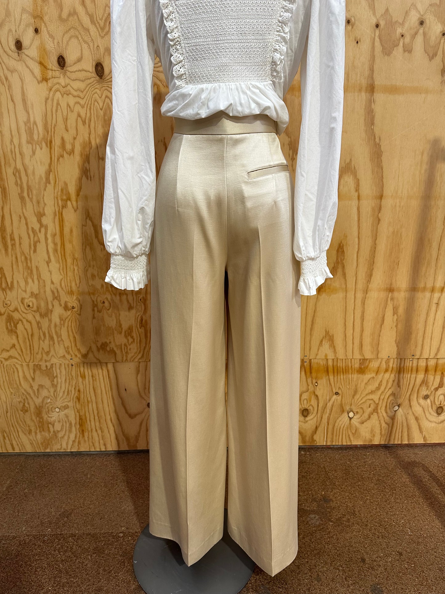 SCANLAN THEODORE HIGH WAISTED WIDE LEG SILK PANTS - SIZE 6