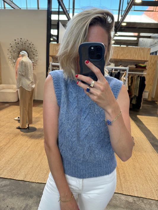 FRIENDS WITH FRANK LIGHT BLUE WOOL VEST - SIZE XL