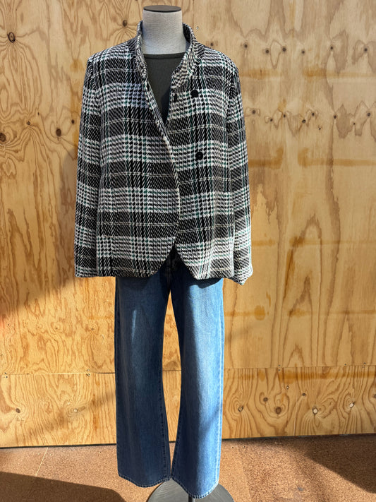 CABLE HOUNDSTOOTH PEA COAT - SIZE M