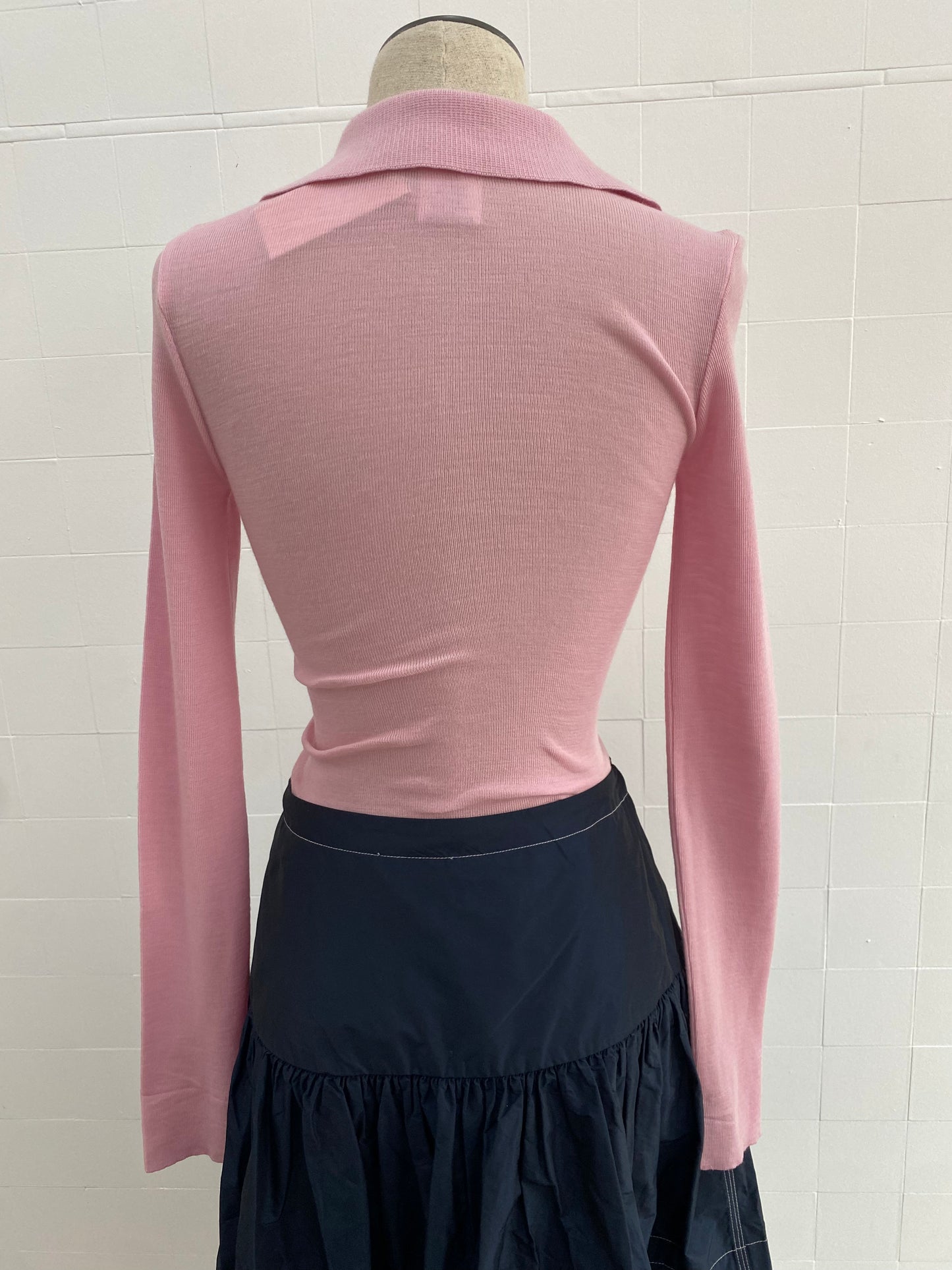 SCANLAN THEODORE BABY WOOL PINK POLO TOP - SIZE O/S