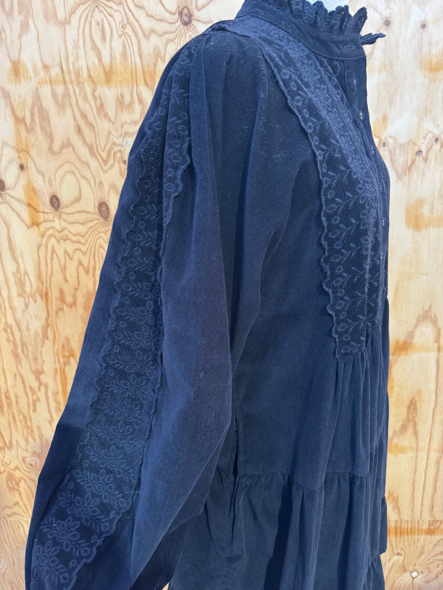 BY TIMO BLACK CORDUROY MIDI DRESS - SIZE S