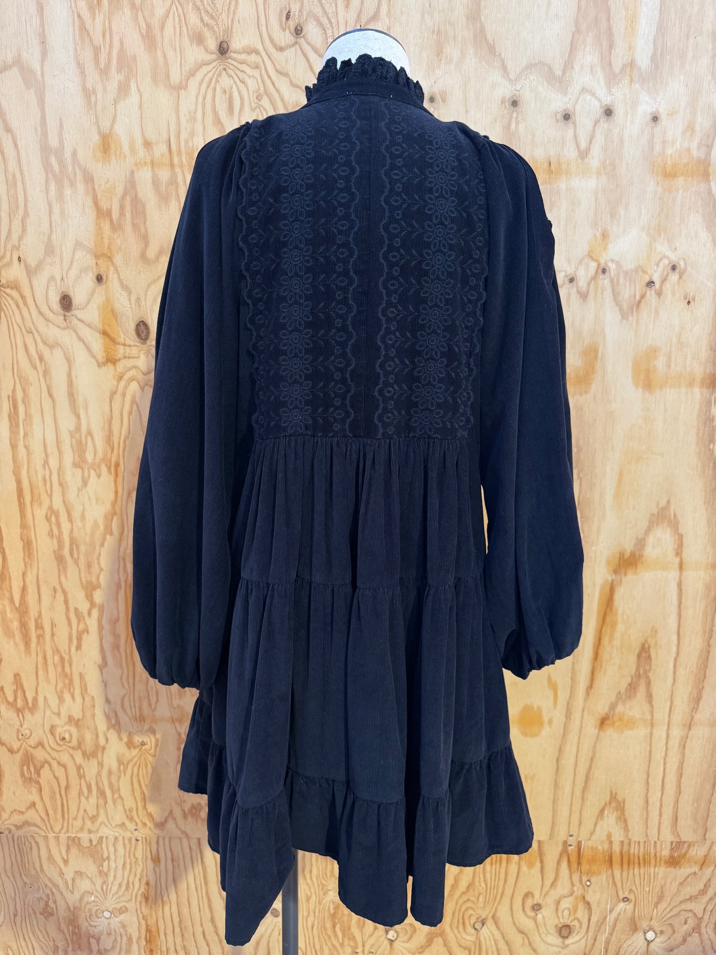 BY TIMO BLACK CORDUROY MIDI DRESS - SIZE S