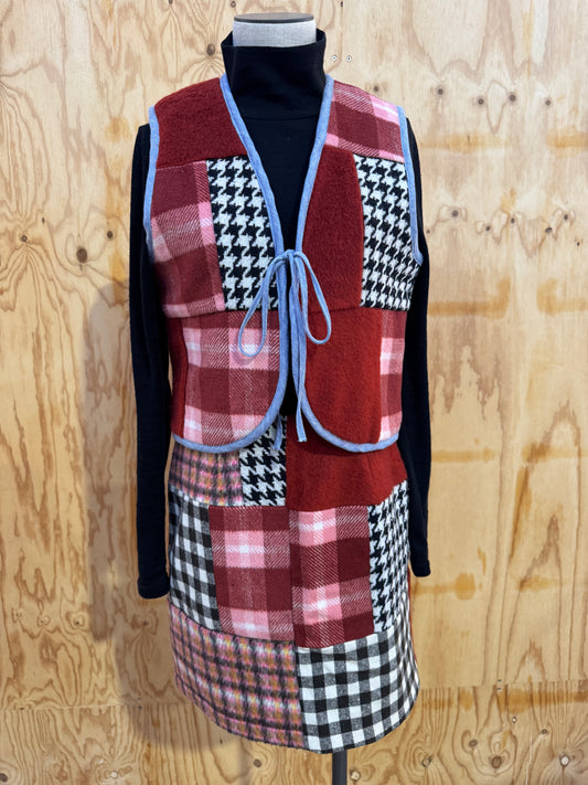 KUWAII WOOL PATCHWORK SKIRT - SIZE 10