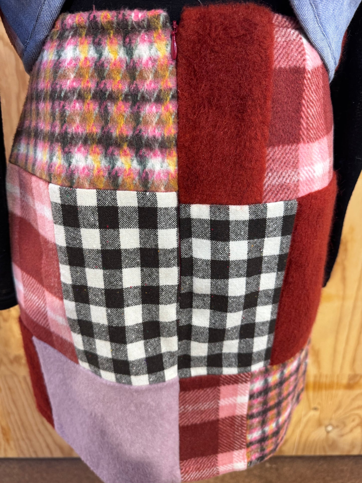 KUWAII WOOL PATCHWORK SKIRT - SIZE 10