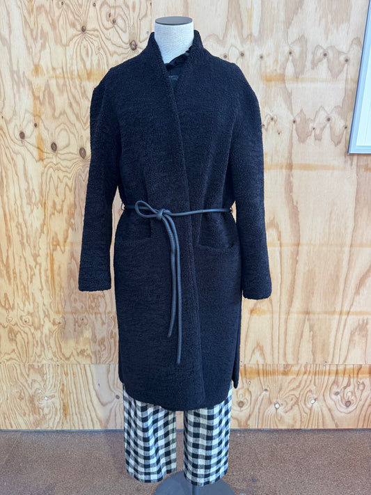 FRIENDS WITH FRANK BLACK LONG SHEARLING COAT - SIZE S/M